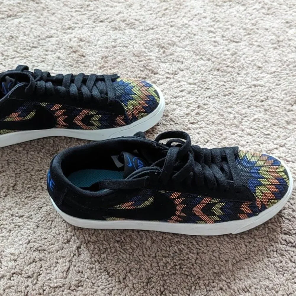 NIKE Blazer Low N7 Tribal Pattern Black Citron Pulse Men Sneakers Size 4.5 NEW